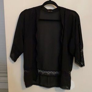 Black sheer kimono with lace
